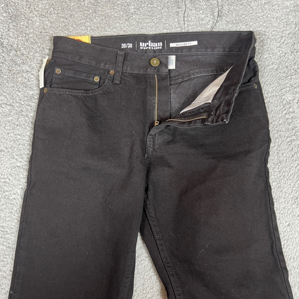Urban Pipeline Regular Fit Jeans Mens 30x30 Black NEW Straight Leg Denim Cotton